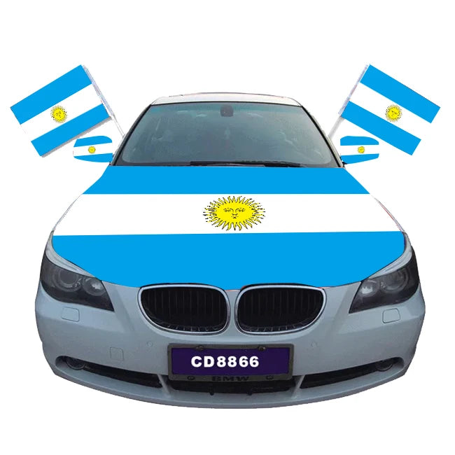 Promotional Car Hood Mirror Cover Flag Customizable Team Hood Flag in Argentinean Style 115x155cm Polyester Durable