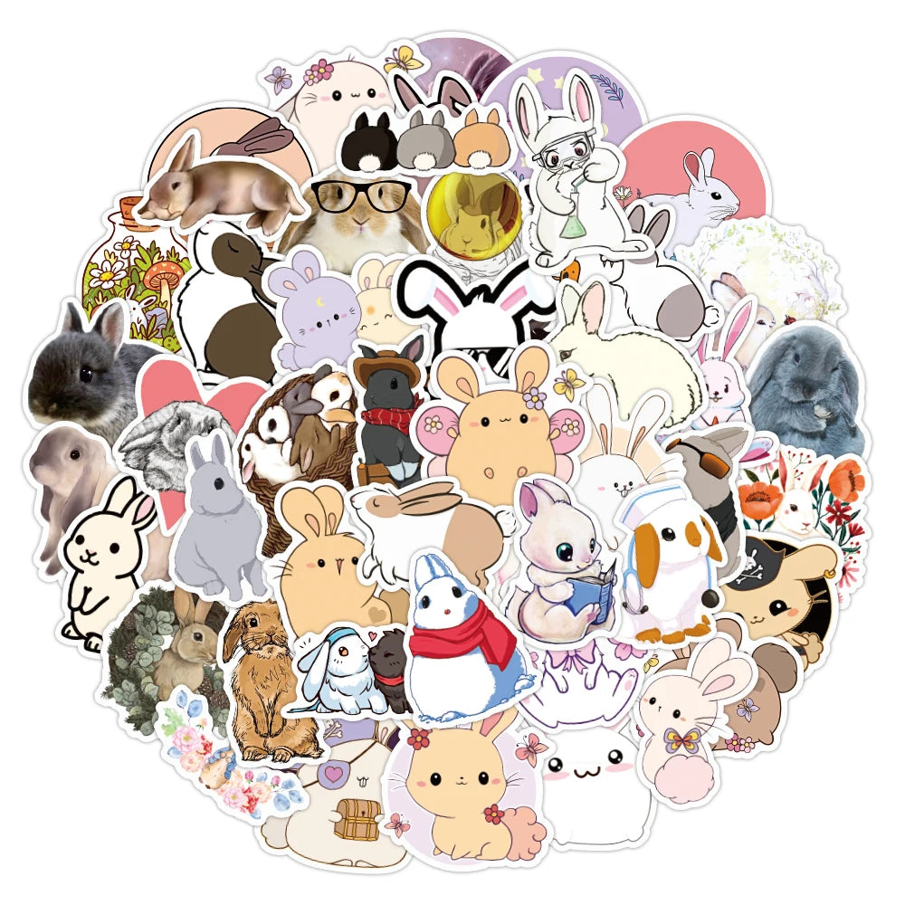 50pcs Sell Cartoons Rabbit Series Graffiti Stickers Packs for Car Motorcycle Suitcase Guitar Notebook Wholesale