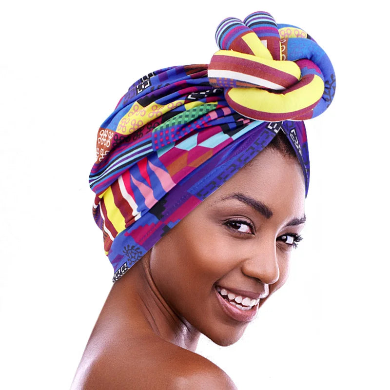 Wholesale RTS Fast Delivery Hair Accessories Colorful Knotted Turbans Femm Arab Turban Cap African Style Headwraps for Women