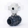 Tonheflow DN50 DN65 DN80 DN100 2 Way 100NM 24V DC Electric Actuated PVC Plastic True Union Motorized Ball Valve