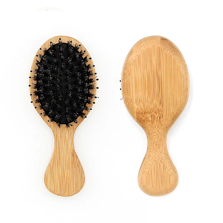 Wholesale Natural Boar Bristle Baby Paddle Hair Extension Brush Custom Logo Bamboo Pig Hair Bristle Soft Wood Hair Home Use Box