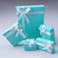 Customized logo Light Blue Bow Jewelry Box Necklace Ring Box Pendant Box Set