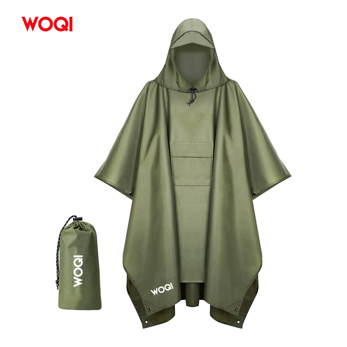 WOQI Unisex PVC Rain Poncho Wholesale Lightweight Hooded Raincoat Foldable Design 3mm Thick 1L Portable Pocket for Climbing Bag