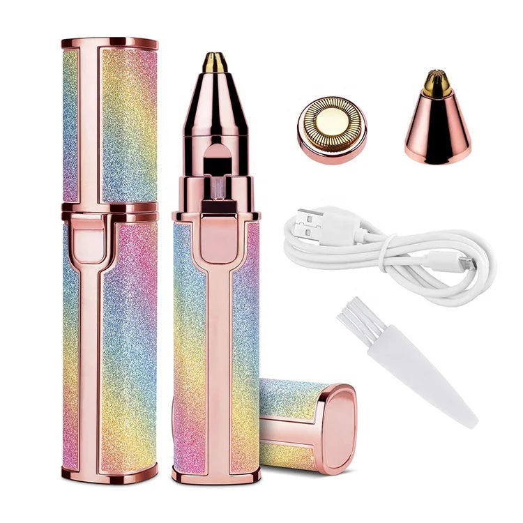 FYD New Design Private Label Usb Rechargeable 2 in 1 Lady Home Travel Portable Painless Mini Electric Eyebrow Trimmer