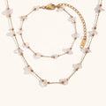 Dingran Waterproof Jewelry Gemstone Beaded Necklaces Gold Plated Stainless Steel Jewelry Set
