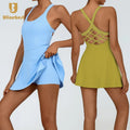 Quick Dry High Stretchy Tennis Skirt Women Sportswear Compression Tennis Clothing Fashion Yoga One Piece Tennis Dress