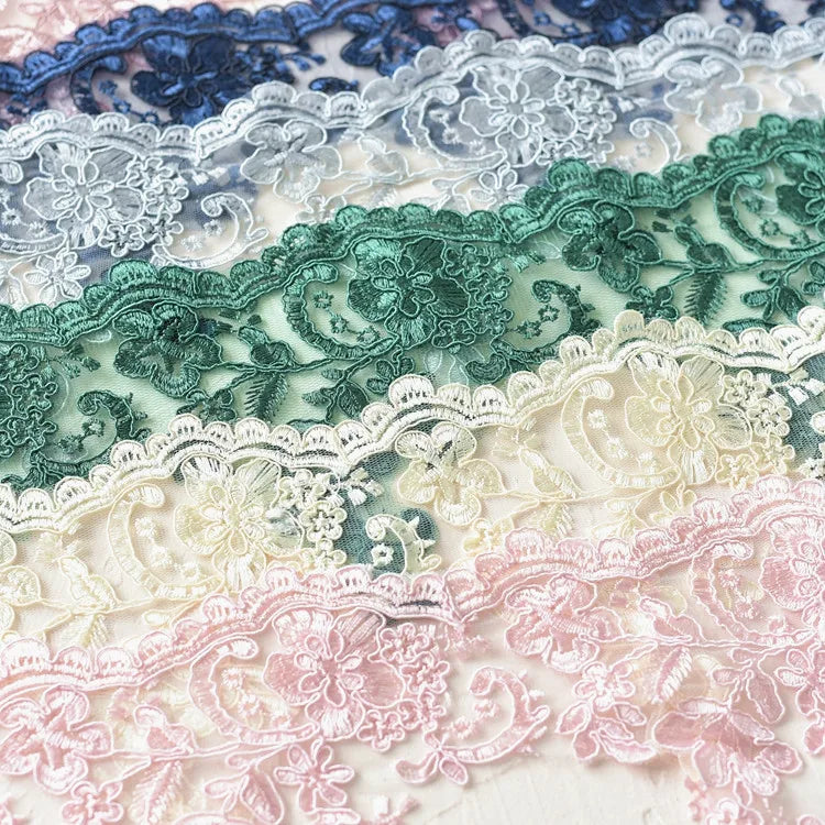 Hand-Embroidered French Tulle Net Lace 100% Polyester Multi-color DIY Wedding Headwear Dignified Style Clothing Bags Fabric