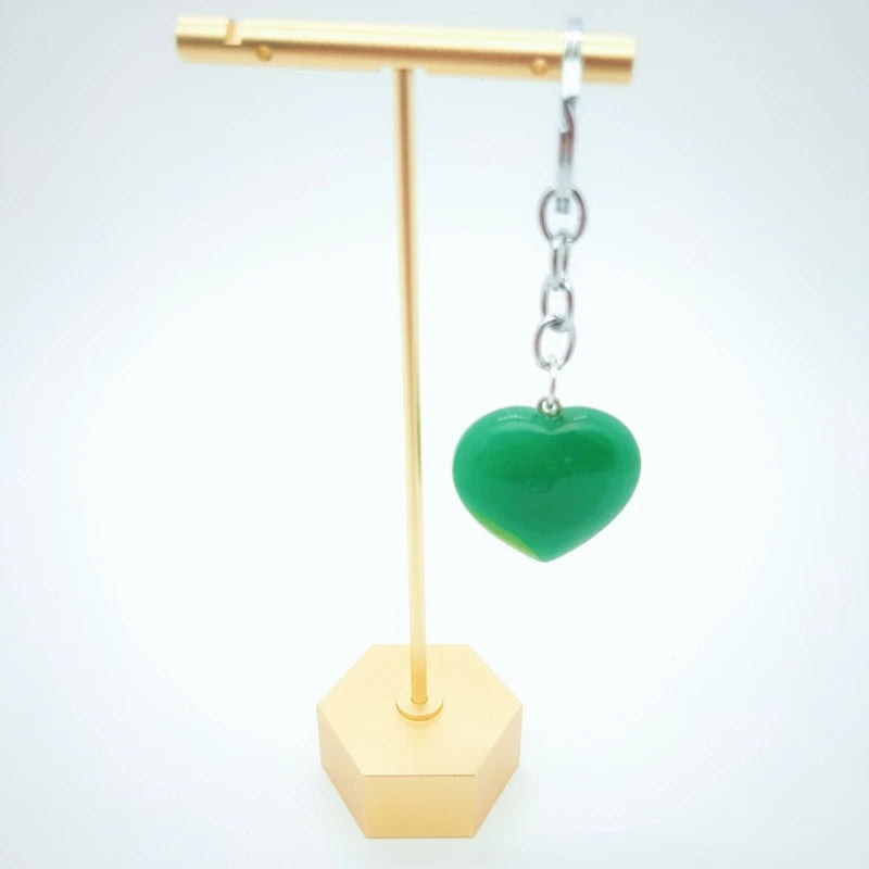 Huiying Customize a variety of heart healing crystals stones keychains necklaces green aventurine jade keychains