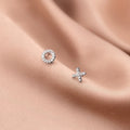 Real 925 Sterling Silver Fashion Sweet XO Crystal Rhinestone Stud Earrings for Women Wedding Party Fine S925 Jewelry
