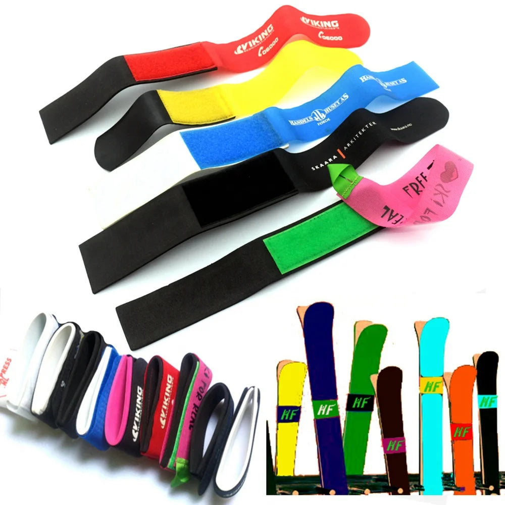 Adjustable Durable Eco-Friendly Anti-Slip Ski Accessories Hook Loop Straps Custom Logo for Alpine Touring Snowboarding