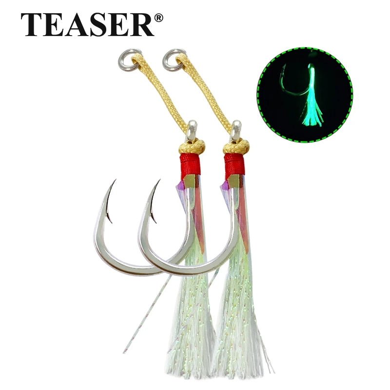 HK002  2pcs/bag Fishing Hooks High Carbon Steel Single Hook Jigging Assist Fishing Hooks