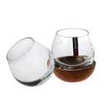Creative Brandy Snifter Whisky Tumbler Holder Roly-Poly Design Slow Roll Spherical Rock Glass Transparent Wooden Pallet Match