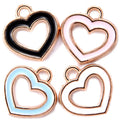 YuenZ Zinc Alloy Enamel Sweet Hollow Heart Charms for Necklaces Earrings Bracelets Pendant DIY Jewelry Making Accessories W205