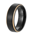 POYA 8mm Tungsten Ring Black Matte Center Gold Line Step Edge Unique Ring for Men Engraving