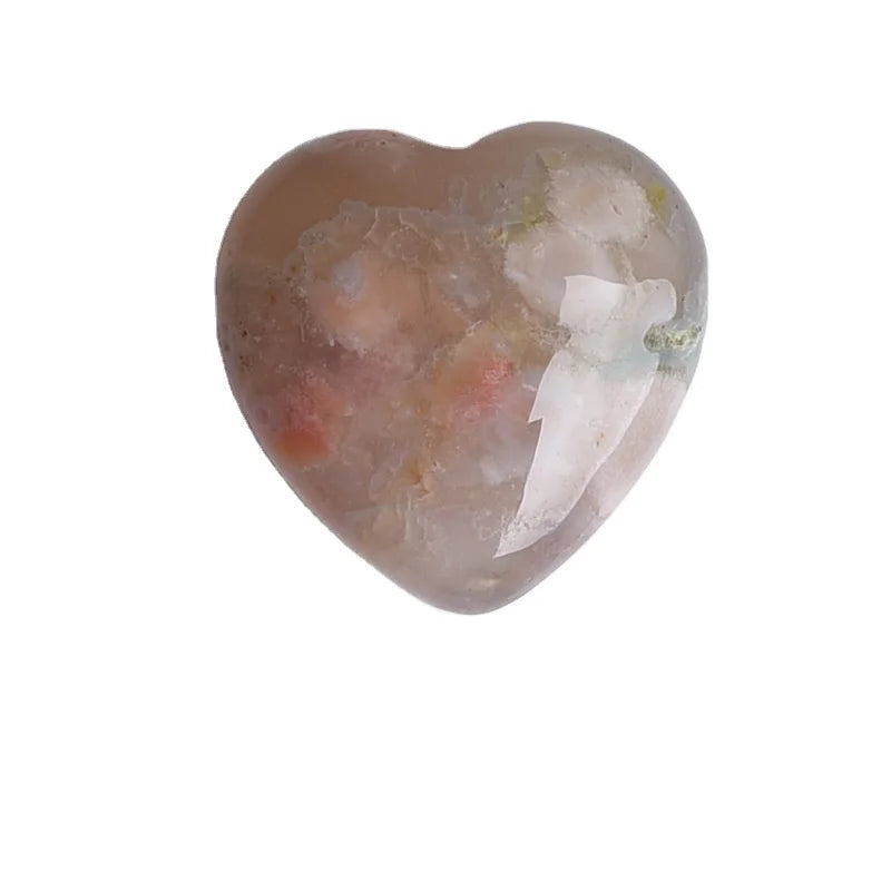 DIY Healing Natural Oriental Cherry Crystal Polished Cherry Blossom Agate Quartz Crystal Heart Shape