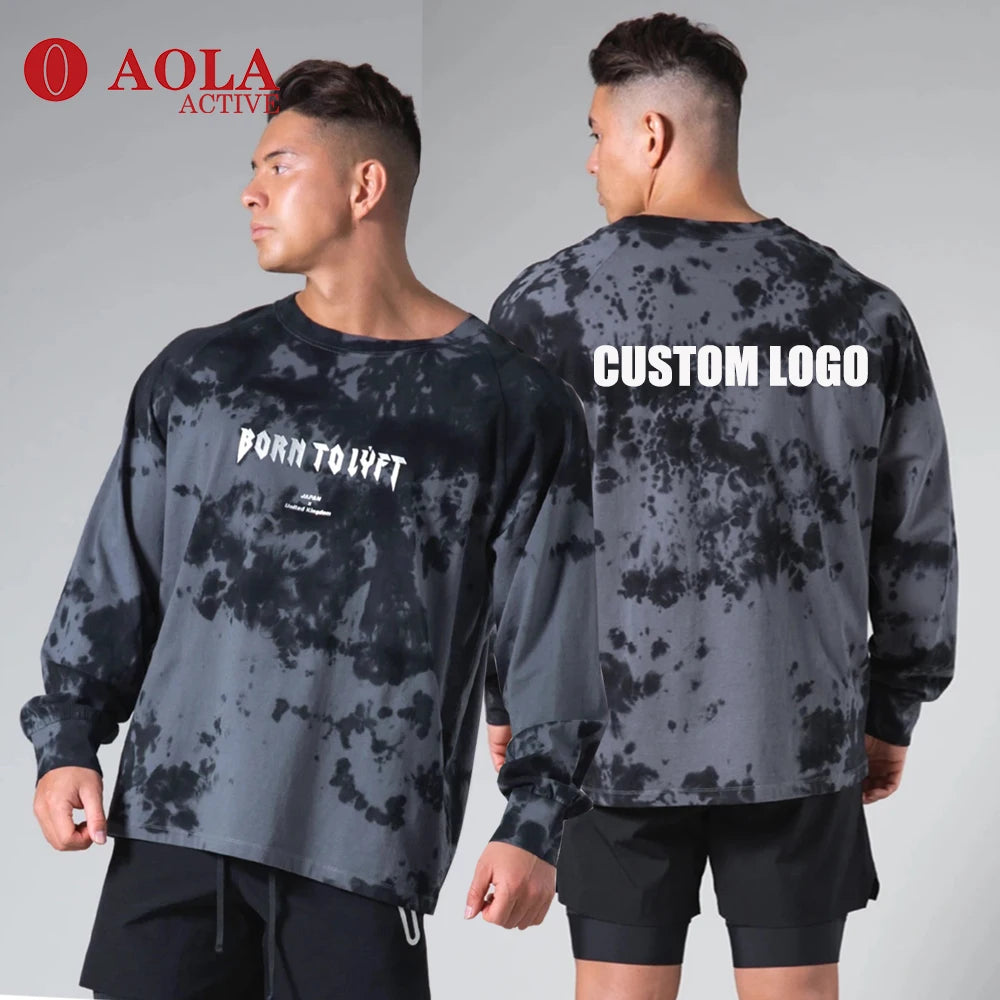 Men's Customizable Long Sleeve Fitness Clothing-Top Sports Shirt Wholesale Gym Active Wear OEM Service Available