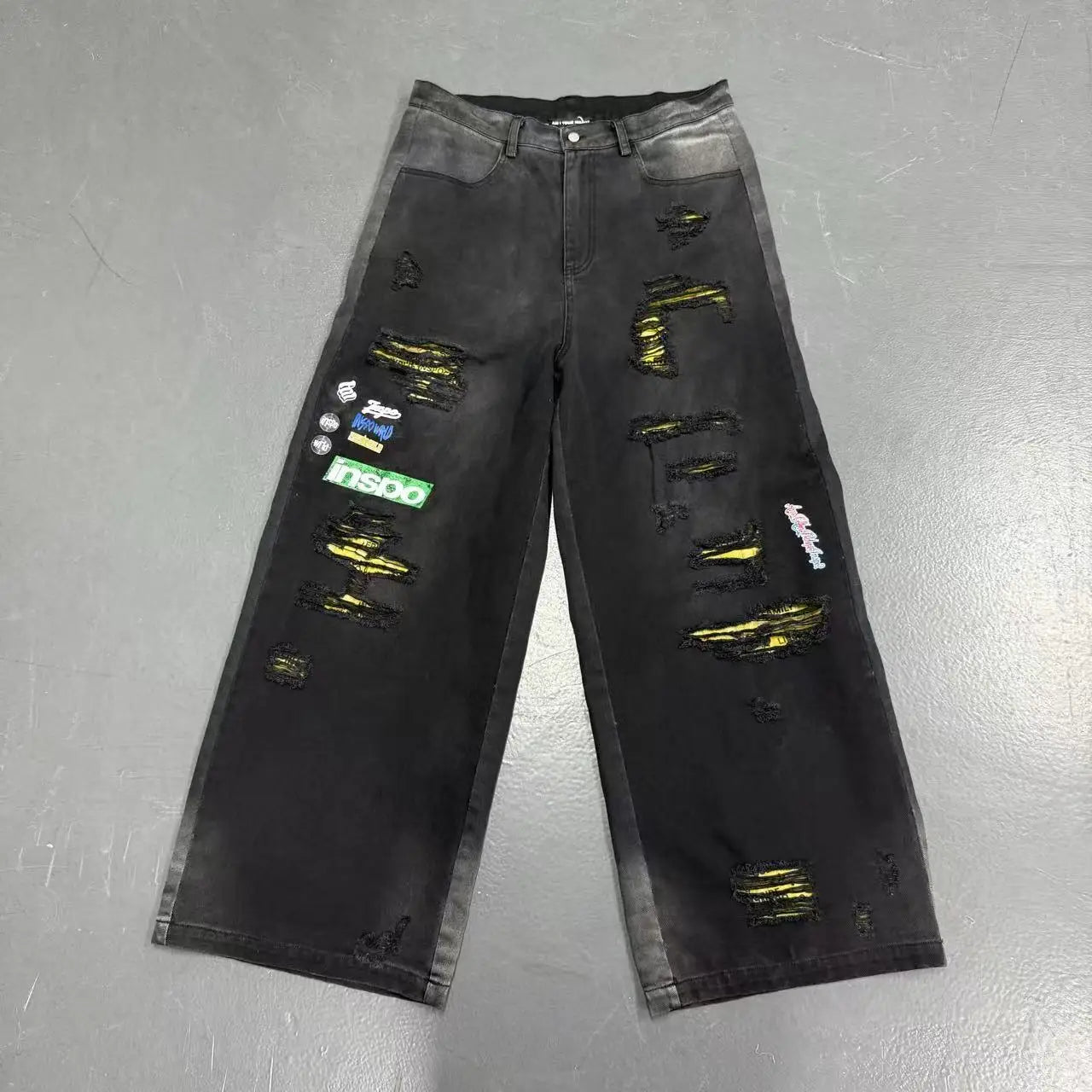 Dongguan City Men Streetwear Manufacturer Custom Flat Embroidery Logo Cargo Denim Pants Y2K Twill Baggy Jeans