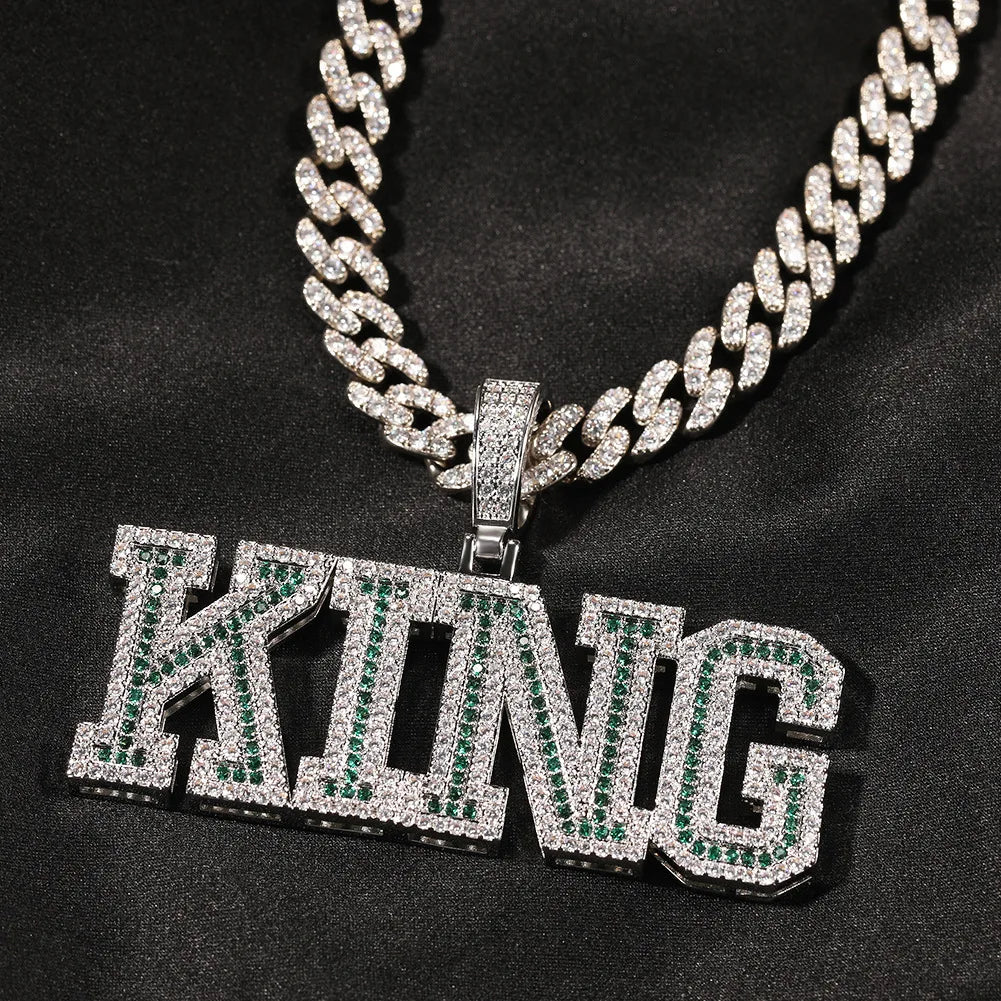 TOP ICY Red Green Blue Color Optional Multiple Men Custom Initial Personalized Name Hip Hop Punk Pendant Necklace