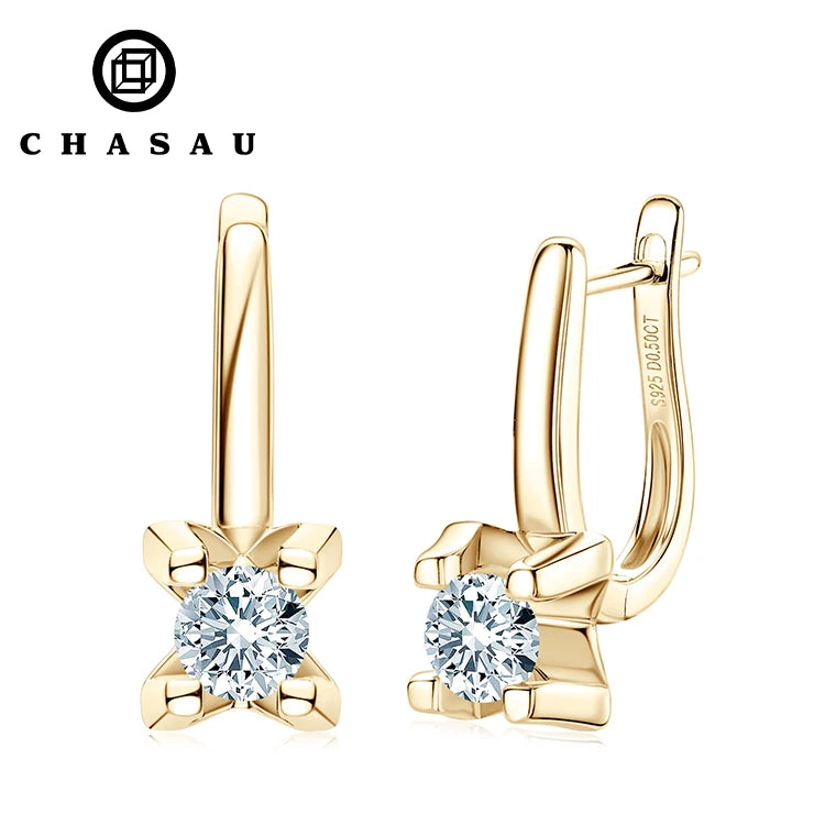 GRA Certification D Color 925 Sterling Silver Round Cut 5.0mm 0.5ct Moissanite Ladies Clip Earrings for Women