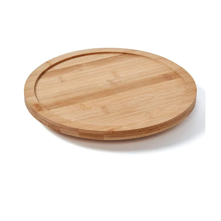 Kitchen Bamboo Shelf Storage Spicy Rack Tabletop Storage Shelf Round Tray Rotatable Storage Organizer