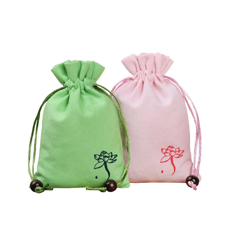 Brocade Fabric Pouch Small Cup Bag Jewelry Storage Pouch with Drawstring Handcrafted Brocade Pouch for Gadgets and Bead Bag
