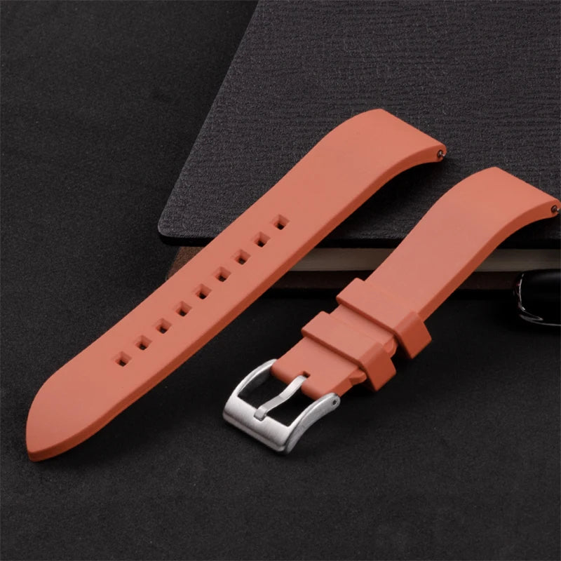 LAIHE New Arrival Sport Silicone Rubber Watch Bands Elastic Soft Fluorine Straps 20mm 22mm 24mm Sizes for Smart Watches