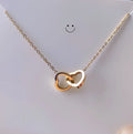 Simple Pendant Double Ring Love Collar Bracelet Stainless Steel Cross Connection Heart Necklace Jewelry