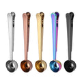Stainless Steel Coffee Milk Measuring Spoons Metal Coffee Scoop With Bag Sealing Clips