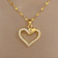 Collar De Acero Inoxidable Stainless Steel Hollow Heart Full Diamond Gorgeous Vintage Necklace Gold Plated Necklace for Women