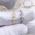Daidan Four Leaf Clover Flower Bloom Gold Plated 925 Silver Flowers Zircon Rings for Women