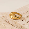 Chris April 316L  Stainless Steel Fashion Jewelry Silver Plated 18K Gold Bumpy Chunky Organic Mens Signet Ring
