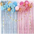 Gender Reveal Party Decoration Set Pink Blue Balloon Arch & Garland Kit Metallic Fringe Curtains Boy Girl Balloons SET969