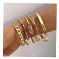 5Pcs/Set Punk Heart Design Bracelet Set for Women Jewelry