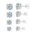 Trendy CZ Women 925 Sterling Silver Stud Earrings for Adult Kids Boy Fashion Concise Style Round Iced Out Cubic Zirconia Jewelry