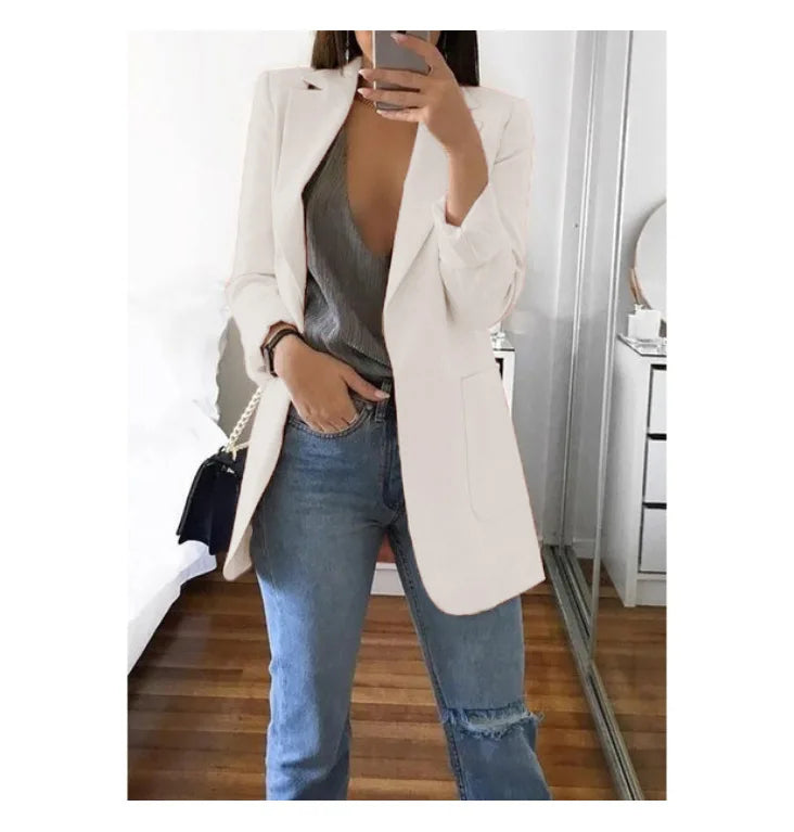 Hot Sale Plus Size Coat Long Sleeve Fashion Lapel Slim Cardigan Temperament Suit Jacket Women Blazer