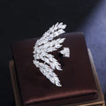 Leaf Shape Shiny Cubic Zircon White Gold Plated Women Big Open Adjustable Finger Ring Anillos for Party Engagement Jewelry