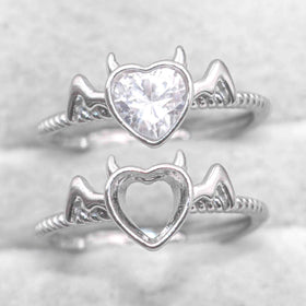 Semi Mount 6*6mm Sterling Silver Ring Heart Shape Empty Frame Blank Support Bezel Setting S925 Base Without Center for DIY Inlay