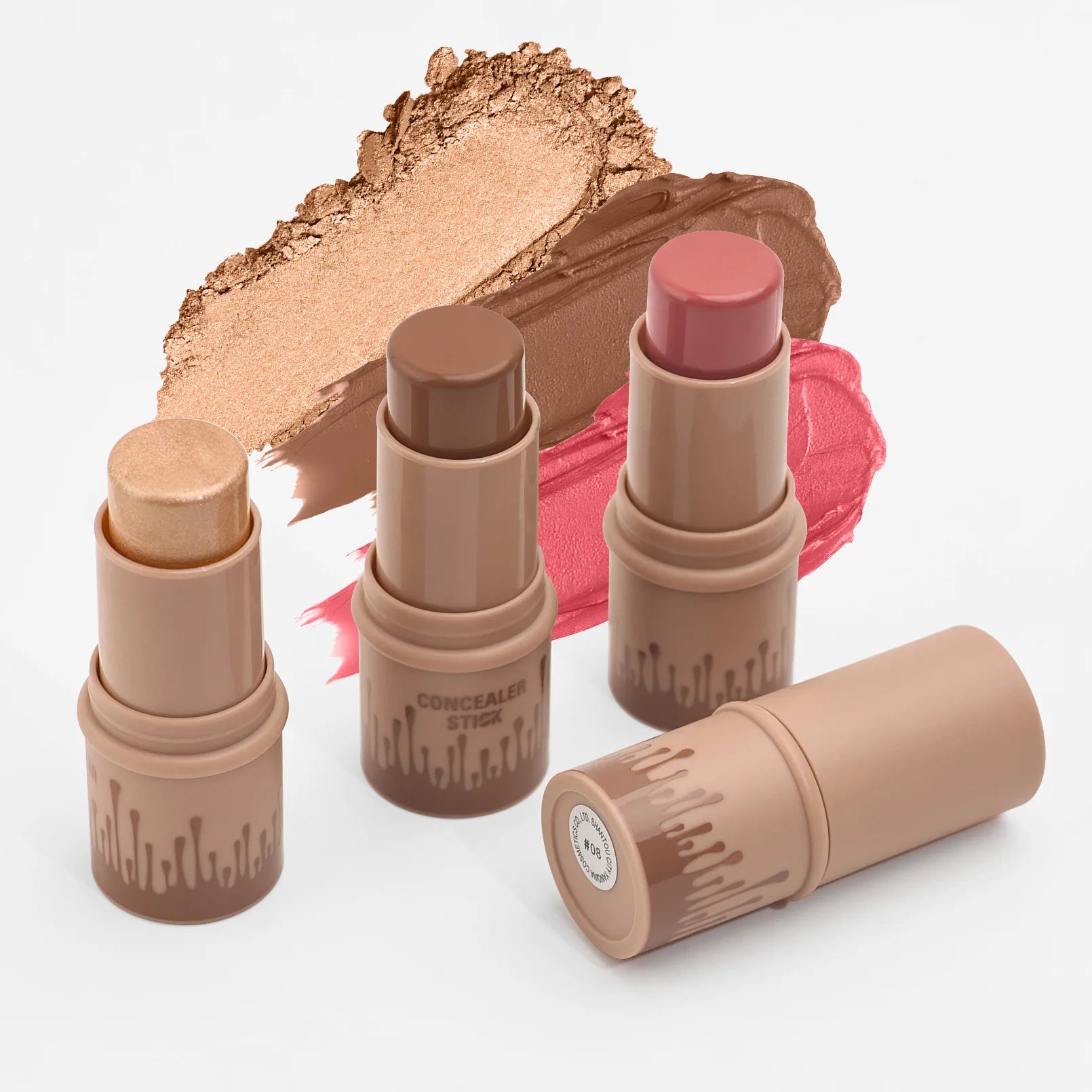 Contour Blush Highlighter Bronzer Stick Set of 3 Pcs Non-Greasy Waterproof Long-lasting Fair Contour Stick Makeup Contour Kit