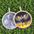 Hip Hop Jewelry Iced Out CZ Cubic Zirconia Medallions Round Customize Picture Pendent Big Circle Custom Photo Pendant Necklace