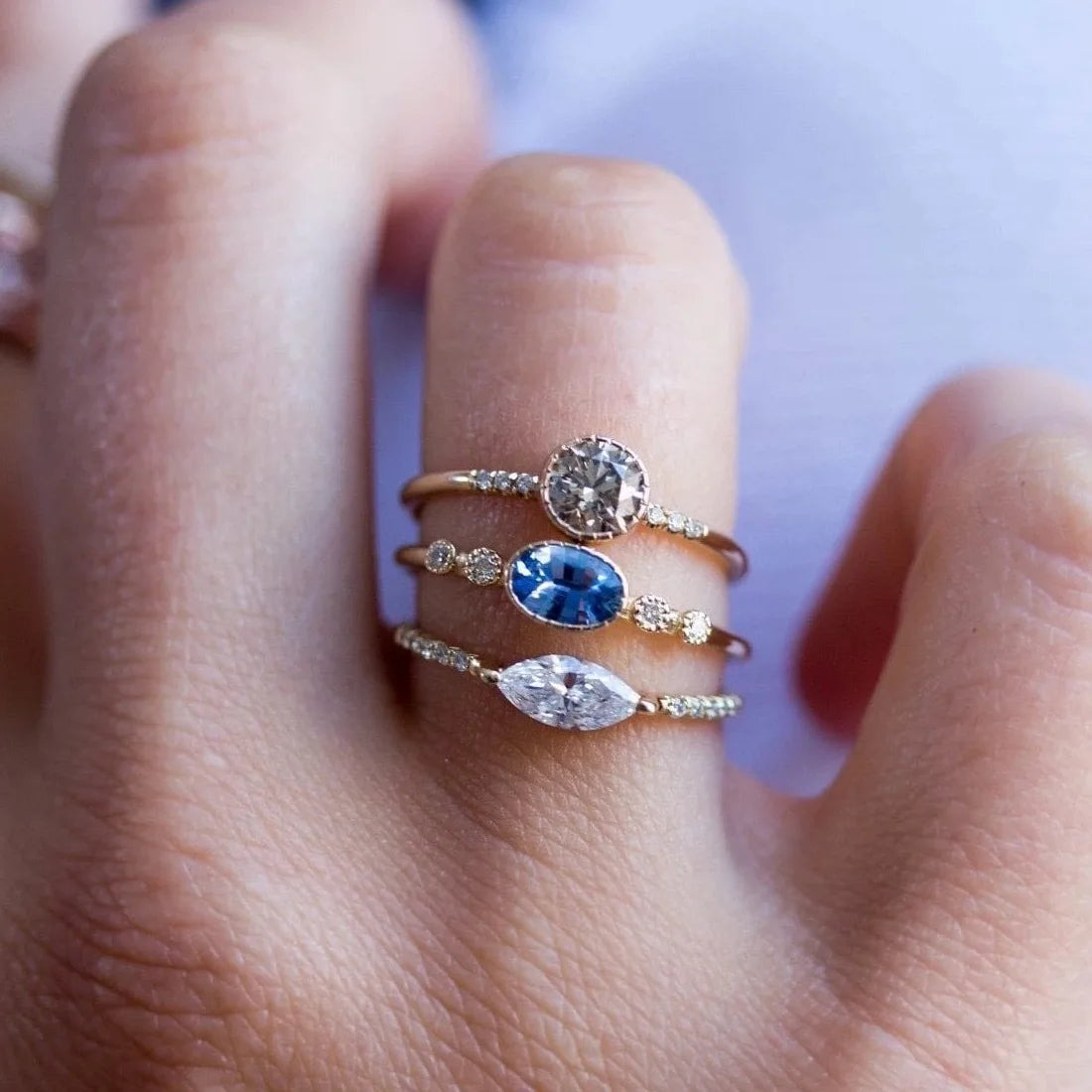 Plated Real Gold Copper Zircon Ring Oval Horse-Eye Zircon Engagement Ring Colorful Large Zircon Ring for Women