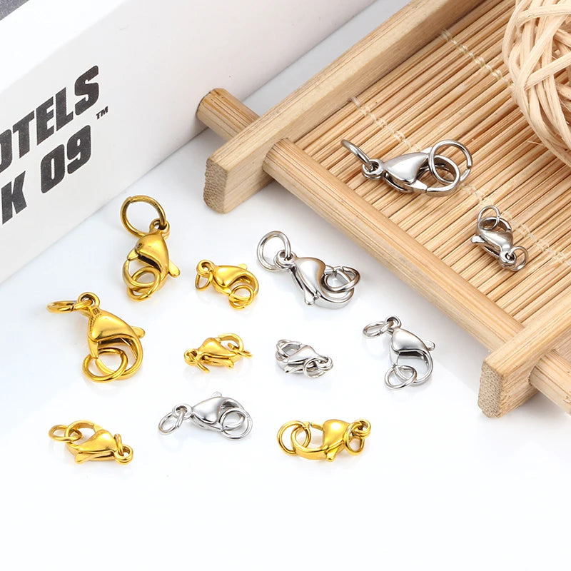 Stainless Steel Heart-Shaped Lobster Clasps Hooks Anklets Pendant Jewelry Findings Necklaces Bracelets for DIY Making