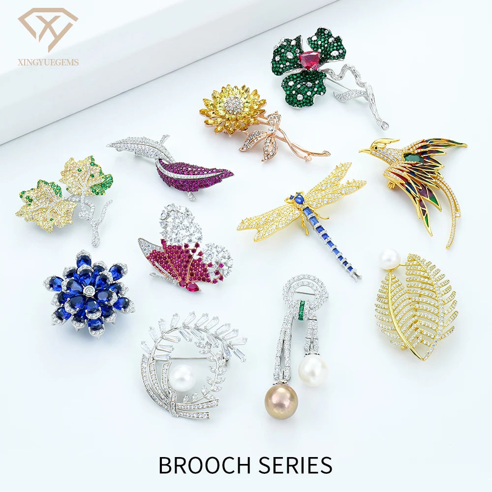 Wholesale Bulk Women Clothes Fashion Jewelry Accessories S925 Silver Large Size Bling Luxury Diamond Brooches Pin for Wedding