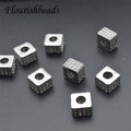 High Quality Anti Rust Nickel Free Silver Plated Geometric Square Micro Pave Zircon Spacer Beads for Jewelry Bracelet
