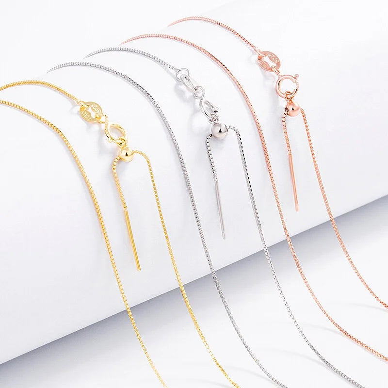 WHOLESALE BULK PRICE 18 Inch S925 Sterling Silver  0.8 mm Universal Box Chain With Pin and Ball Choker Necklace DIY Accessories
