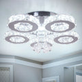 Modern Luxury 5-Ring LED Ceiling Light Stainless Steel Crystal Indoor Hotel Living Room Bedroom Stylish Pendant Chandelier