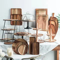 CNLF Acacia Wood Wedding & Birthday Dessert Table Decoration Sustainable Wooden Cake & Tray for Food for Back to School