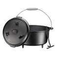 GSD Outdoor Dutch Oven Set Cast Iron Cooking Pot With Lid Lifter Camping Burnt Grill BBQ 2 in 1 Dutch Oven Cookware With Tripod