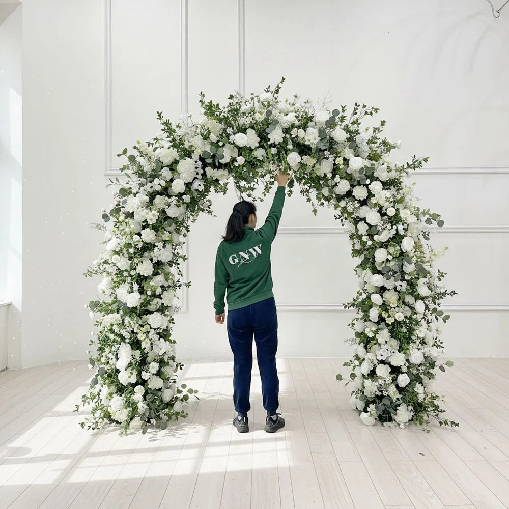 GNW Customize Wedding Arch Ceiling Wedding Flower Arrangement Artificial Flower Decorative Frame Arch  Home Decoration
