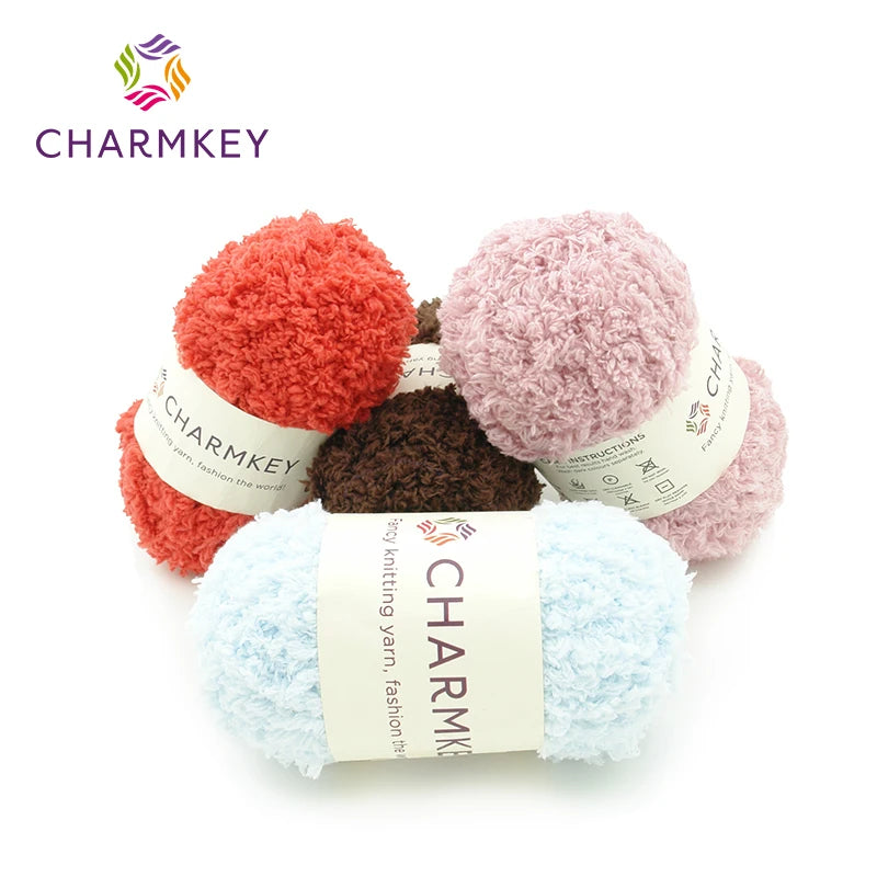 Charmkey Fashion Fancy 100% Polyester Crochet Fluffy Faux Teddy Yarn for Knitting Weaving