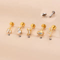 Gaby New Stainless Steel Lip Ring Helix Earring Stud Waterproof Eye Push Piercing Jewelry Gold Plated Zircon Main Wholesale